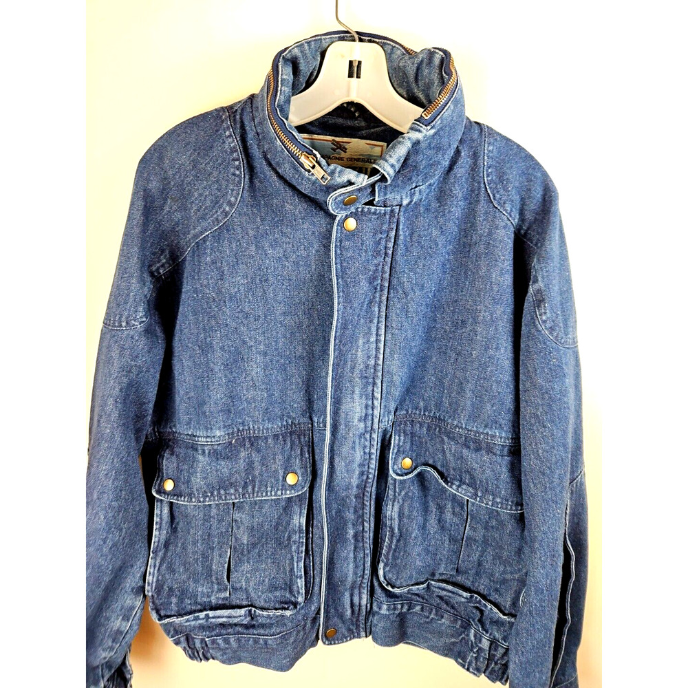 Vintage Aeropostale denim Jacket Mens L Trucker bomber flyer Compagnie Generale